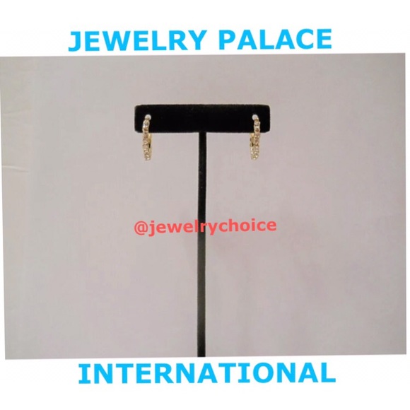 🆕14K Gold Filled 15MM Tiny Cubic Zirconia Hoop Earrings. - Picture 1 of 8